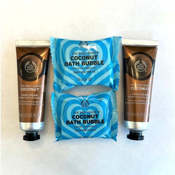 The Body Shop Coconut Hand Cream & Bath Bubble x2 - Picture 1 of 4